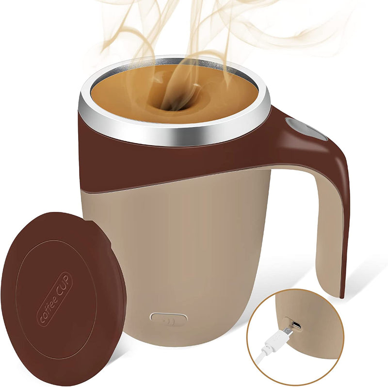 Automatic Magnetic Stirring Coffee Mug, Rotating Home Office Travel Mixing Cup，Funny Electric Stainless Steel Self Mixing Coffee Tumbler, Suitable for Coffee, Milk, Cocoa and Other Beverages……