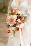 Standard Cascade Bridal Bouquet in Sunset Terracotta