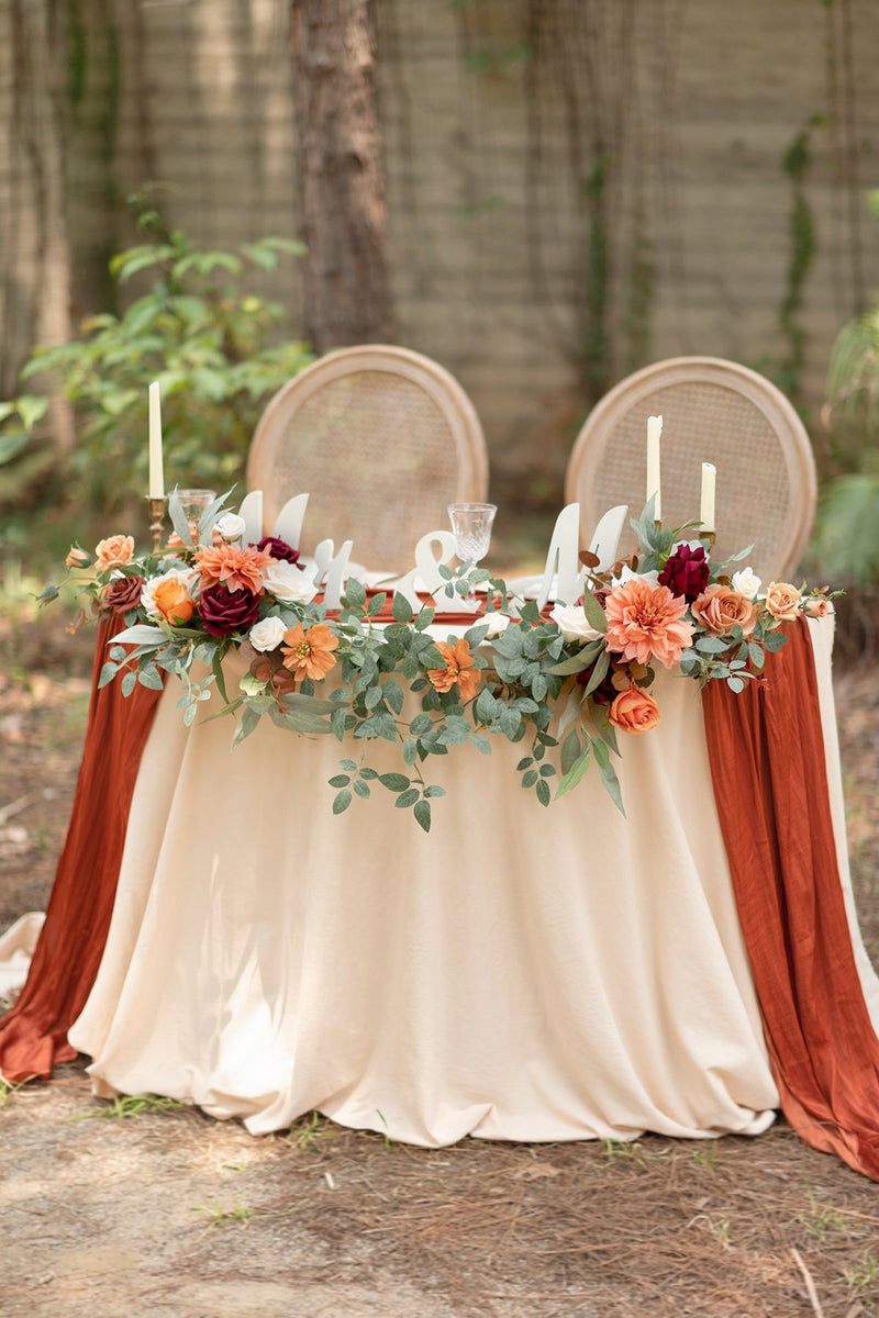 Large Floral Swag Set - Rectangle Head Table - Sunset Terracotta
