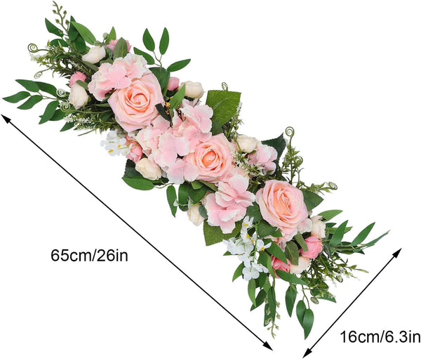 Wedding Peony Rose Arch Flower Swag with Greenery - Decorative Floral Garland for Party Decor Pink