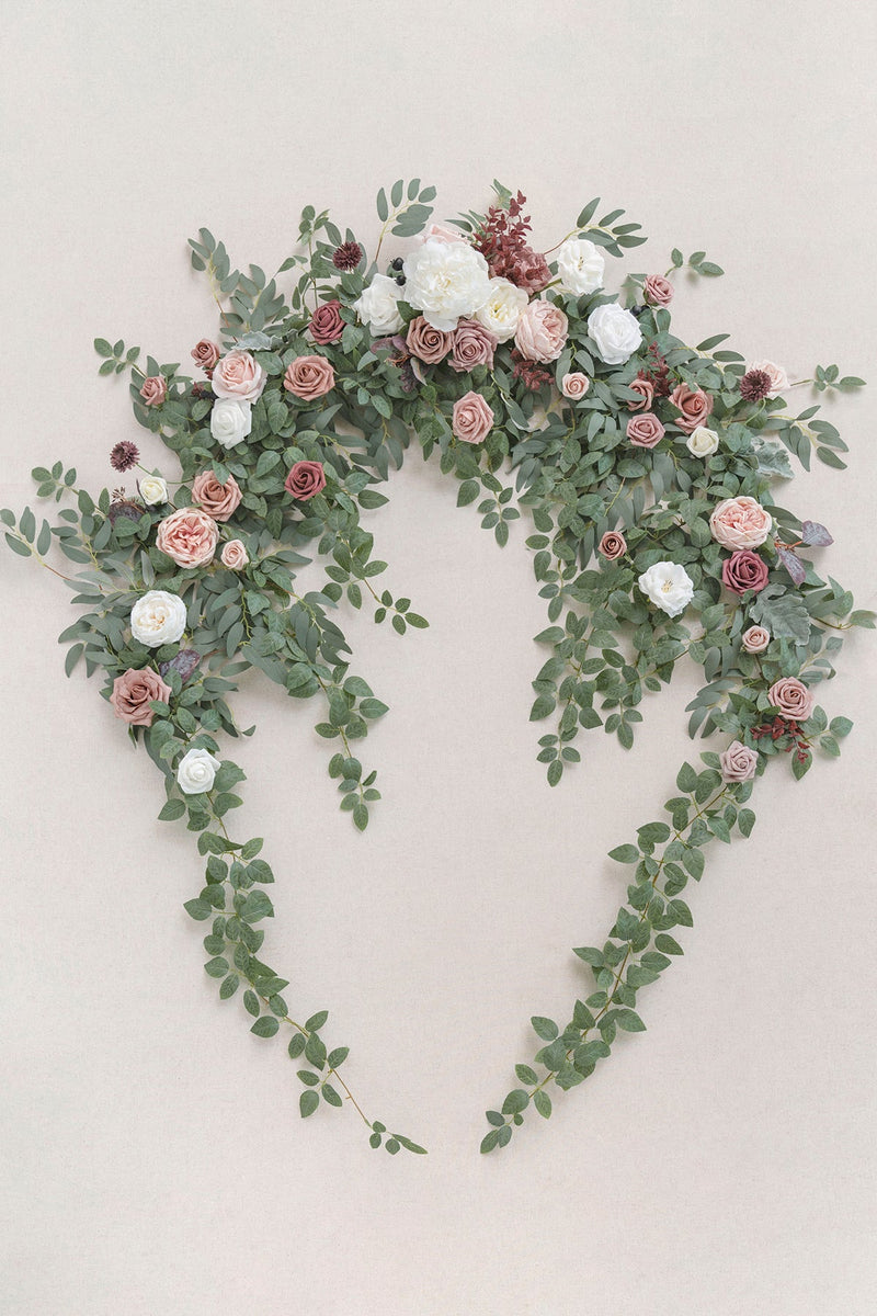 Dusty Rose  Mauve Flower Garland with Hanging Vines - 65ft