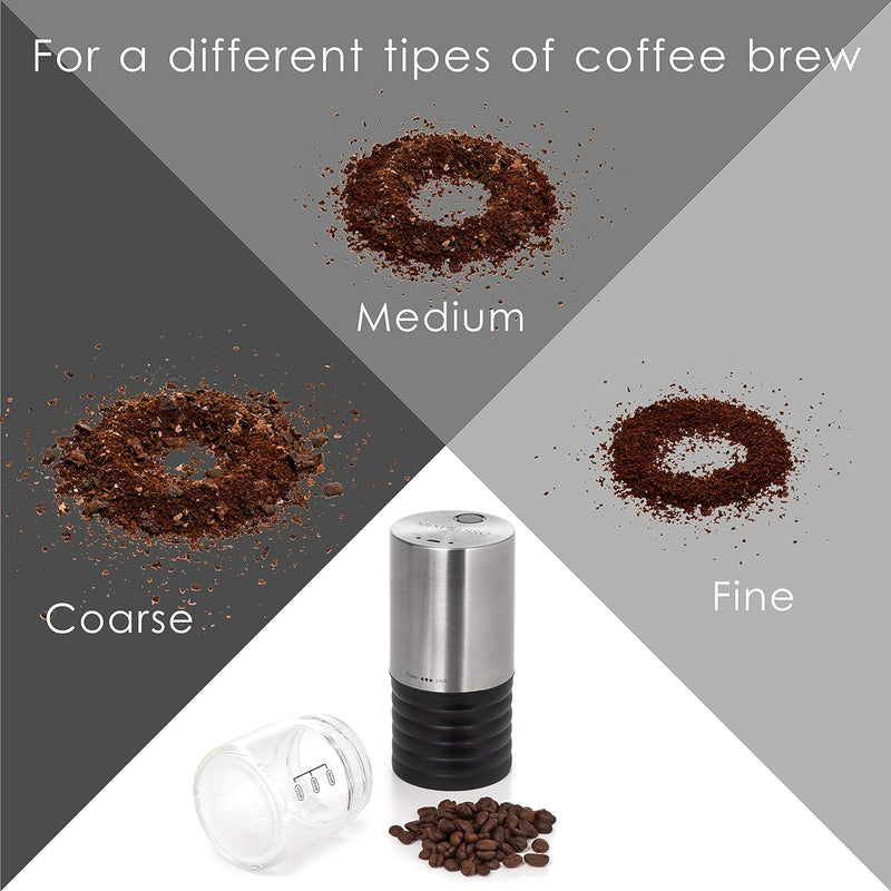 Mixpresso Electric Coffee Grinder With Usb And With Easy On/Off Button, Coffee Bean Grinder & Spice Grinder For Herbs, Nuts & Grains, Spice Mill.