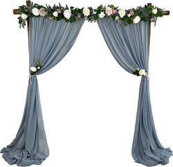 10FT Sheer Chiffon Backdrop Curtains - Dusty Blue Wedding Drape 120x120