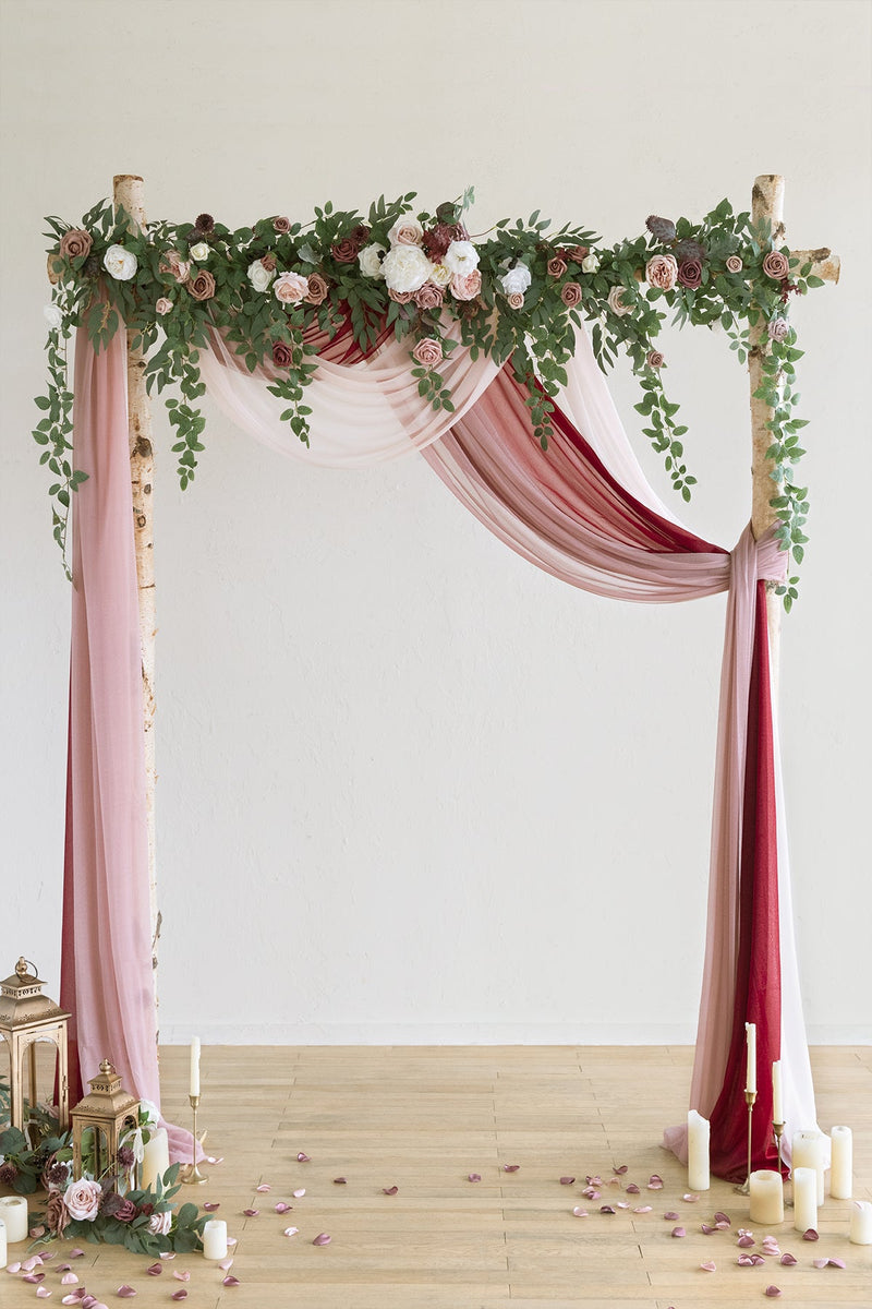 Burgundy  Dusty Rose Wedding Arch Drapes