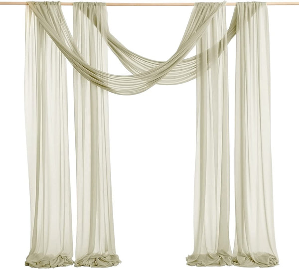 32Ft Wedding Arch Backdrop Decorations - 2 Panels Drapping Fabric Extra Long Wrinkle-Free Milky Green