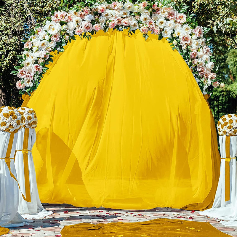 10x10 Yellow Backdrop Curtain Drapes Wrinkle-Free Sheer Chiffon - Wedding Party Stage Decor