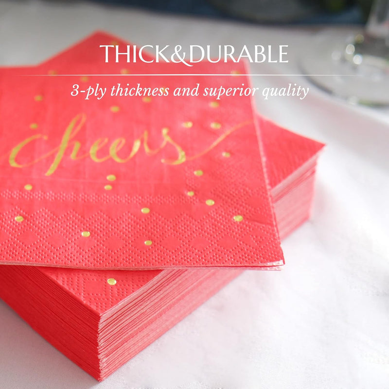 Red And Gold Napkins Cocktail Napkins Paper Red Napkins Disposable Christmas Napkins Paper Napkins Decorative Love Napkins Red Cocktail Napkins 3 Ply Beverage Napkins - Pack Of By 100 Simple-Glee