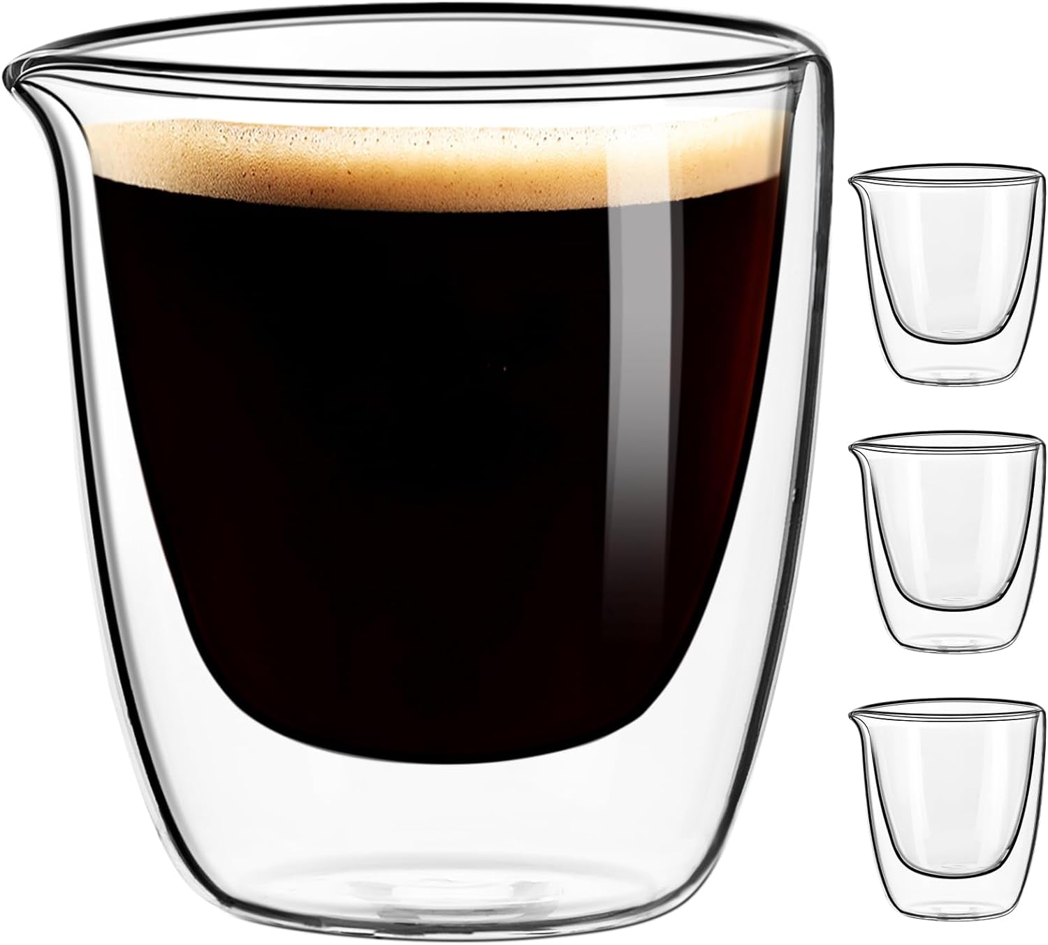  PARACITY Espresso Cups Set Of 2, 2 Oz Espresso Shot Glass, Espresso  Mugs, Doubled Clear Insulated Borosilicate Glassware, Tazas De Cafe  Expreso, Small Coffee Cups for Espresso Machine Accessories : Everything  Else