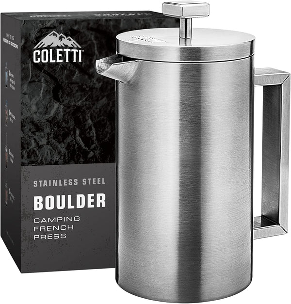 COLETTI Boulder Camping French Press (An American Press) - Large Insulated French Press Coffee Maker – 42 oz