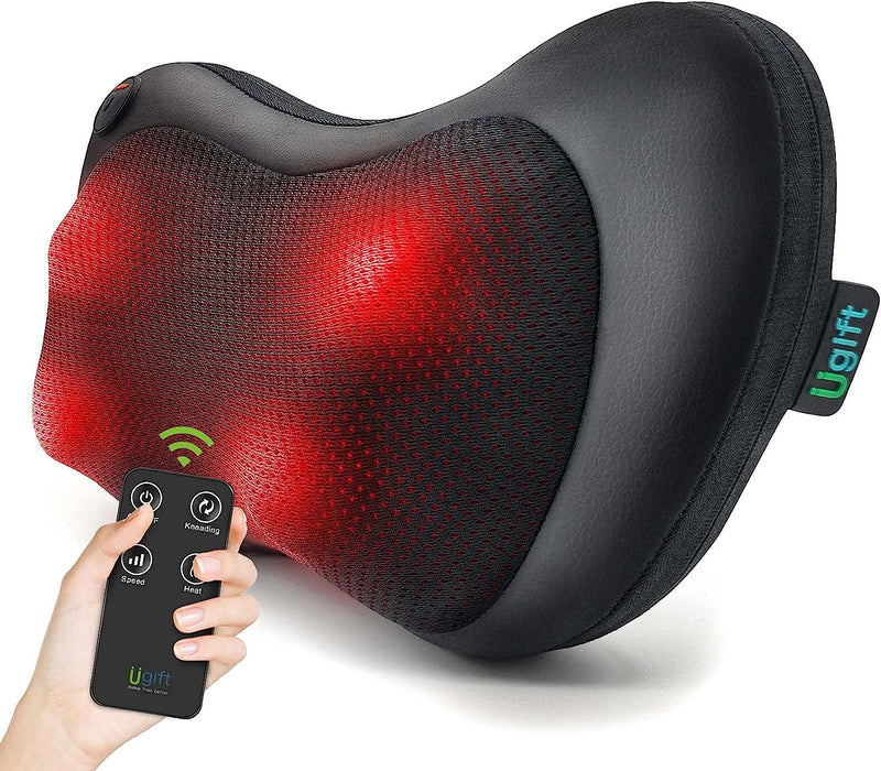 Neck and Back Massager with Heat -Massage Pillow with Remote Control Deep Tissue Shiatsu Kneading Shoulder Massager for Full Body Pain Relief Use at Home Car Office -Birthday Gifts for Him/Her