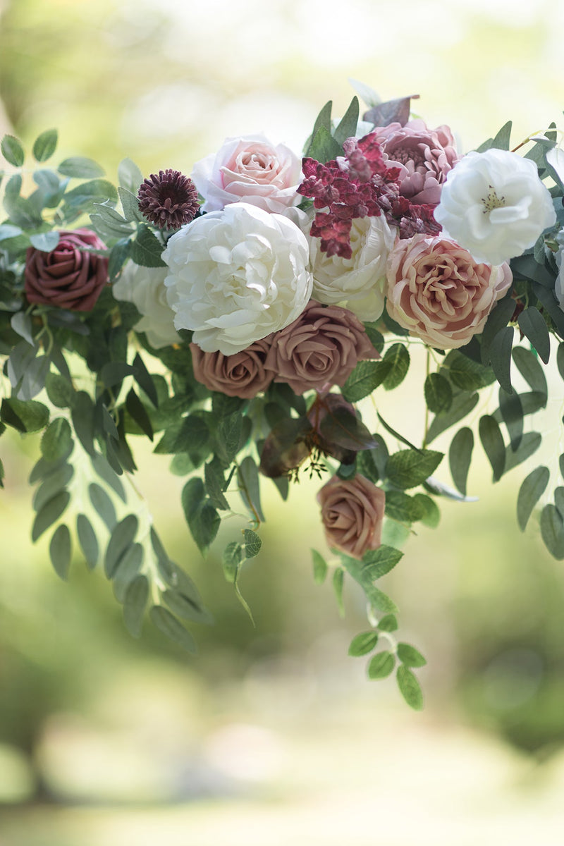 Dusty Rose  Mauve Flower Garland with Hanging Vines - 65ft