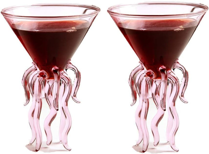 Octopus Martini Glass Creative Cocktail Drinkware Bar Goblet Tools (2 Transparent)