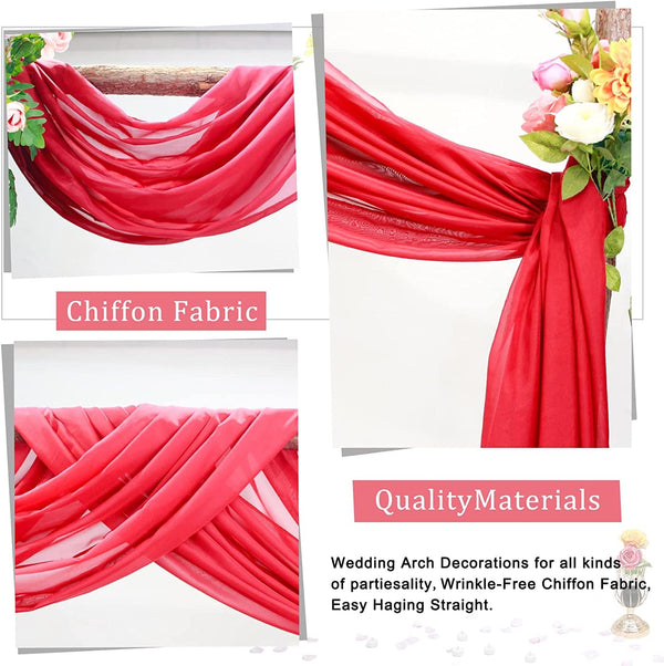 Burgundy Wedding Arch Draping Fabric - Chiffon Sheer Backdrop Curtain - 30ft x 20ft 2 Panels