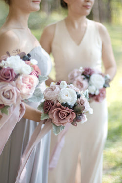 Dusty Rose  Mauve Round Bridesmaid Bouquets