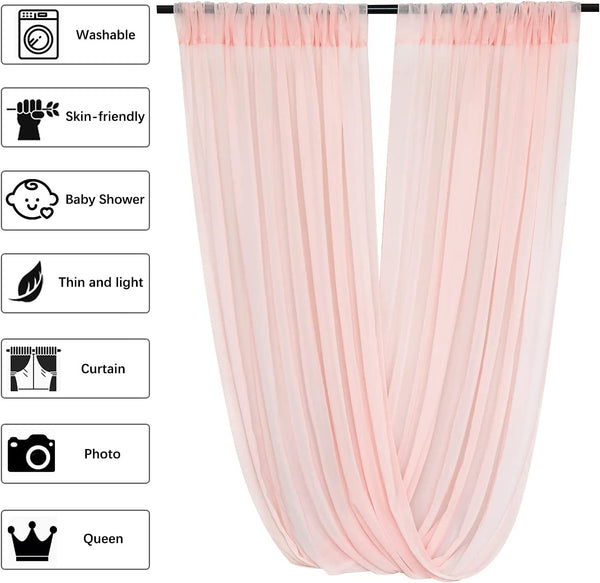 6-Piece Light Peach Ceiling Drapes Set 5x10 Ft Sheer Voile Chiffon Fabric for Weddings  Banquets