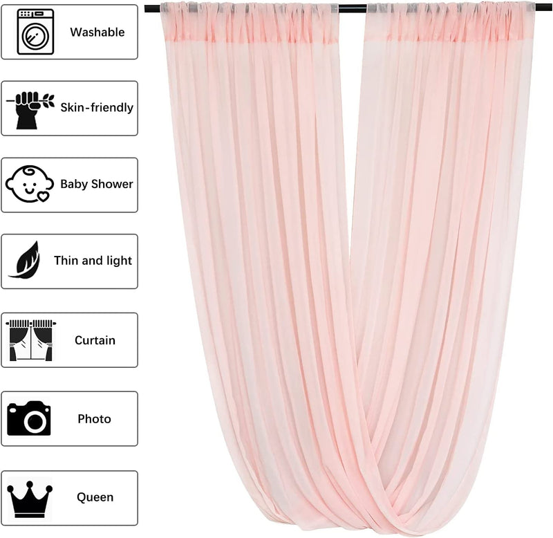 6-Piece Light Peach Ceiling Drapes Set 5x10 Ft Sheer Voile Chiffon Fabric for Weddings  Banquets