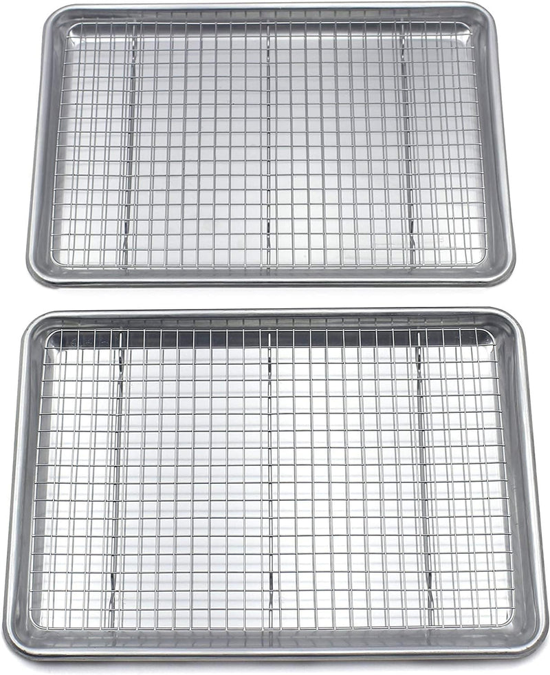 Checkered Chef Baking Sheets for Oven - Half Sheet Pan with Stainless Steel Wire Rack Set 1-Pack - Easy Clean Cookie Sheets, Aluminum Bakeware