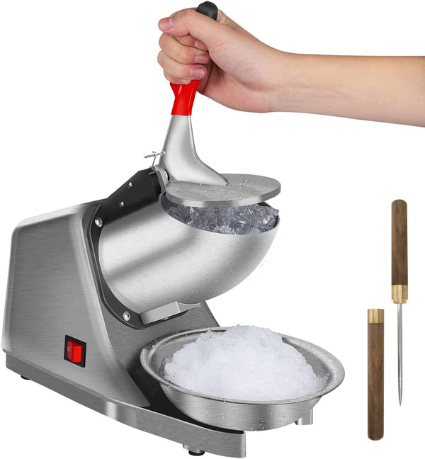 Reespring Shaved Ice Machine Snow Cone Machine Ice Crusher with Stainless Steel Blade Kitchen Electric for Shaved Ice and Snow Cone (110V-240V 300W 2000r/min) Also Comes with a complinentary Ice Pick