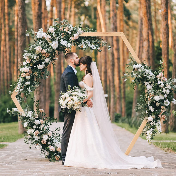 Wooden Wedding Arch Stand - Hexagon Archway for Weddings and Events