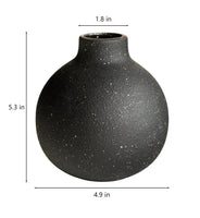 Spherical Ceramic Vase for Halloween in Black & Pumpkin Orange