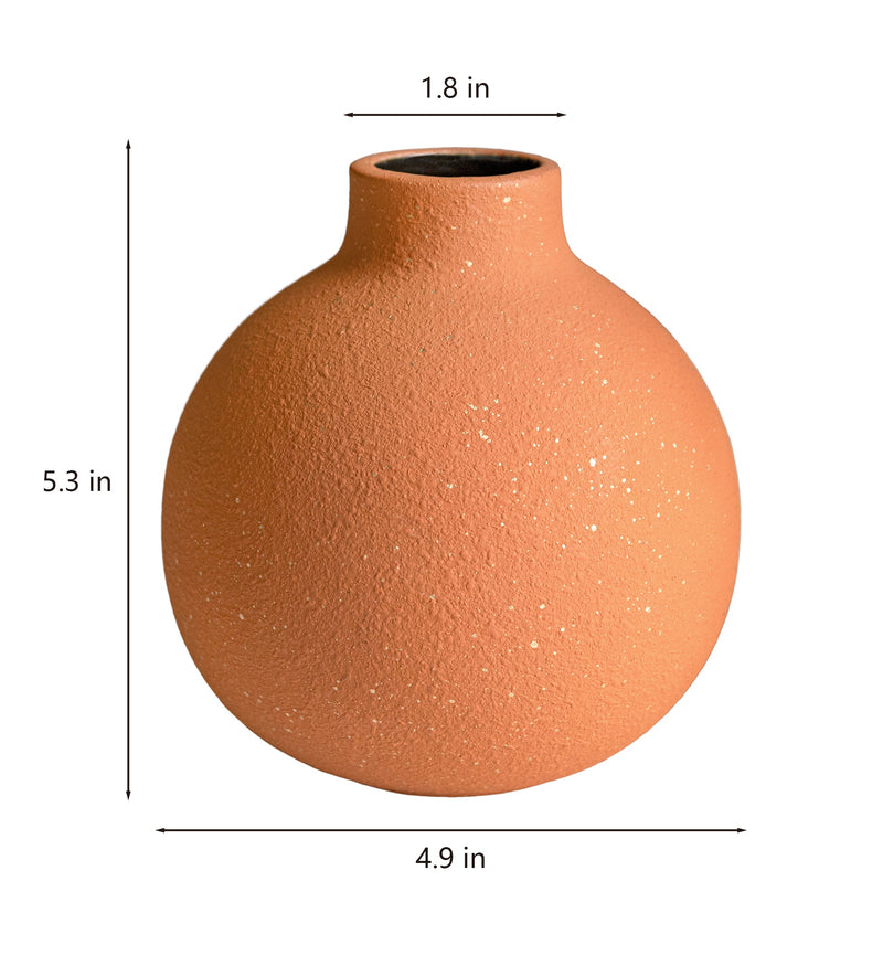 Ceramic Halloween Vase - Spherical Black  Pumpkin Orange Design