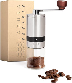 Laguna Pacific Manual Coffee Bean Grinder | 6 Coarseness Settings | Espresso Grinder, Cold Brew, French Press, Drip, | Burr Coffee Hand Grinder Coffee Mill | Home, Portable, Camping, Travel