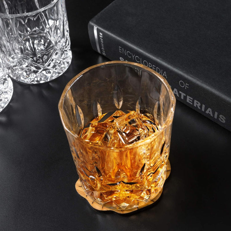 KANARS Old Fashioned Whiskey Glasses with Luxury Box - 10 Oz Rocks Barware For Scotch, Bourbon, Liquor and Cocktail Drinks - Set of 4 - Men Gift for Christmas New Year