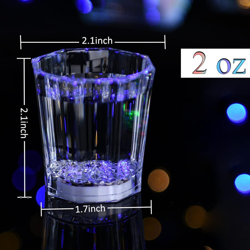 Light Up Shot Glasses Set of 24 Shot Cups for Party Favors Adults Guests Party Cups Led Shot Glasses Glow in the Dark Party Supplies Party Decorations for Birthday, Night Club, Christmas, Halloween