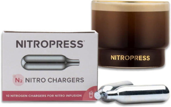 Hatfields London NitroPress Coffee Cocktail Chargers, Use with NitroPress Instant Nitrogen Diffuser for Nitro Cold Brew Coffee (10 Cartridges)