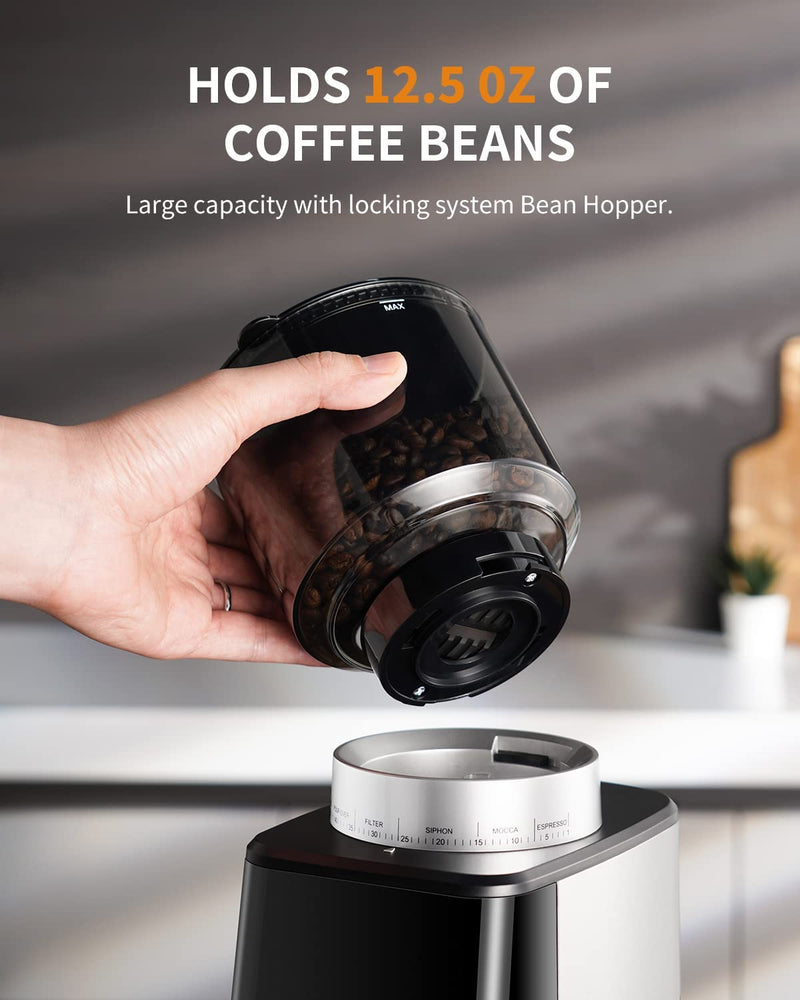 SHARDOR Anti-static Conical Burr Coffee Grinder Electric for Espresso with Precision Electronic Timer, Touchscreen Adjustable Coffee Bean Grinder with 51 Precise Settings, Brushed Stainless Steel