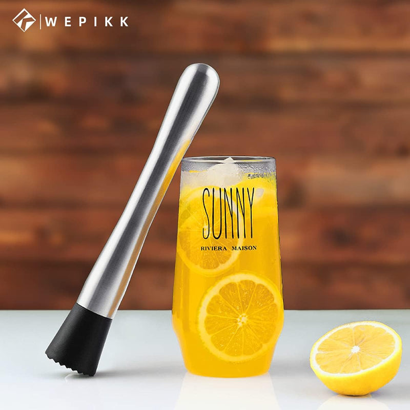 Wepikk Cocktail Muddler Stainless Steel 8 Inch Fruit Ice Crusher Bar Tools Bartender Set 1 Pcs for Mojito Mint and Other Fruit Based Drinks