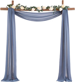 Dusty Blue Chiffon Wedding Arch Drapes - 2 Panels 6 Yards - Solid Backdrop Decor for Weddings