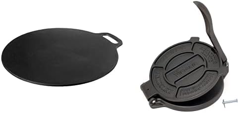 Victoria 12-Inch Cast-Iron Tawa Dosa Pan with Loop Handle Preseasoned in Flaxseed Oil Made in Colombia