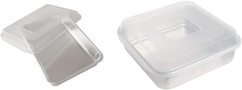 Natural Aluminum Cake Pan with Lid - Rectangle Silver 9x13