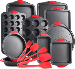 Eatex Nonstick Bakeware Sets with Baking Pans Set, 39 Piece Baking Set with Muffin Pan, Cake Pan & Cookie Sheets for Baking Nonstick Set, Steel Baking Sheets for Oven with Kitchen Utensils Set - Black