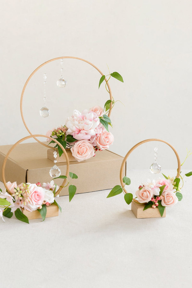 Blush  Cream Wreath Hoop Centerpiece Set