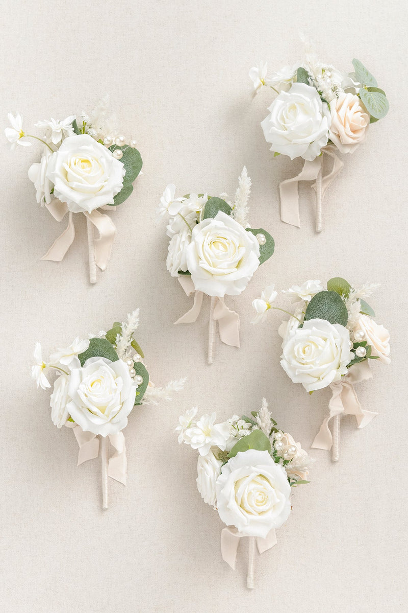 Mini Flower Centerpiece Set in White  Sage