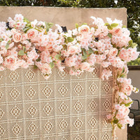 6.07FT Rose & Cherry Blossom Garland, Silk Artificial Flower, Flower Hanging Vines for Wedding Arch Party Table Home Garden Outdoor Kawaii Decor