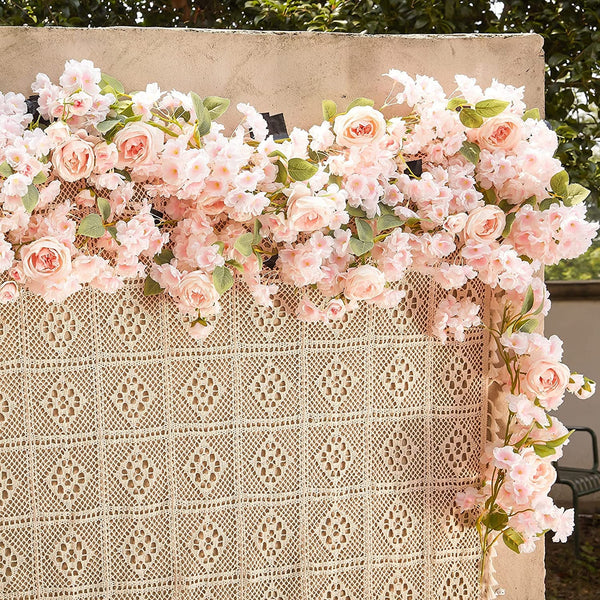 607FT Silk Flower Garland - Rose  Cherry Blossom Vines for Wedding and Home Decor