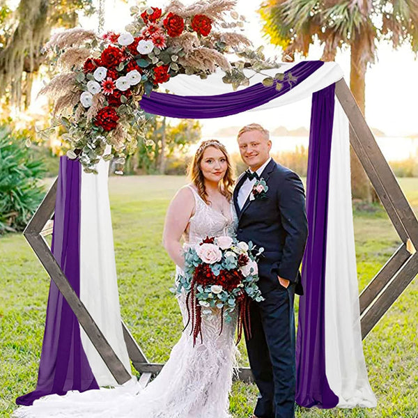 Purple Chiffon Wedding Arch Draping Fabric - 20FT Sheer Drapes for Ceremony  Shower Decorations