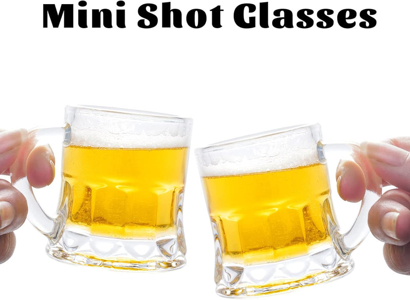 ZZYFGH Shot Glasses with Handle, Mini Heavy Base Clear Beer Mugs, 1.8 Ounce, Set of 6 for Whiskey, Tequila, Vodka, Great for Father, Husband, Birthday or Friend Party Present