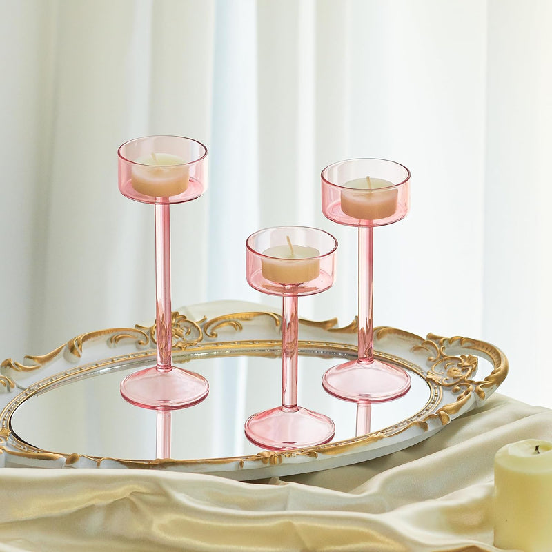Willceka Tealight Candle Holders Glass Candle Holders Clear Wedding Hurricane Elegant Ideal for Dining Party Home Decor Parties Table Settings Gifts