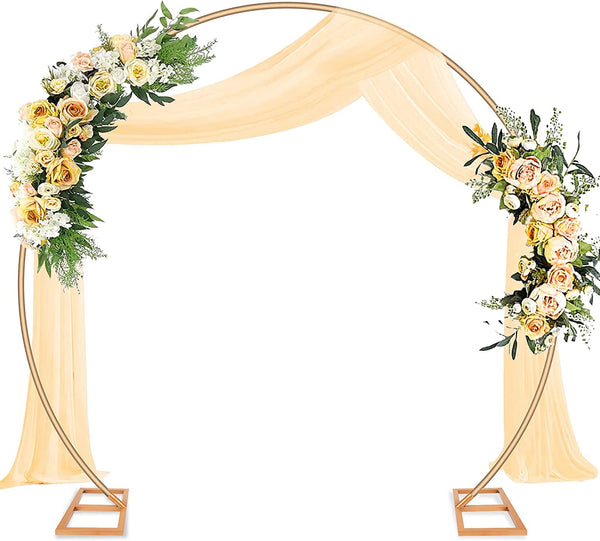 8FT Round Backdrop Stand for Weddings Parties and Events - Stable Design with Balloon and Flower Arch Decor Base