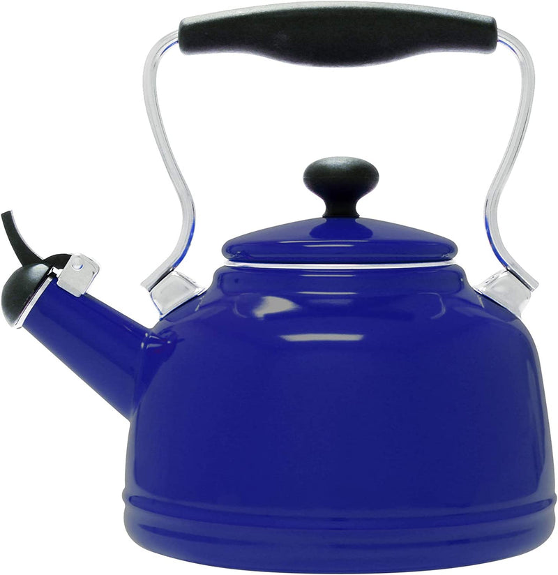 Chantal Tea Kettle, 1.7 QT, Vintage Series, Premium Enamel on Carbon Steel, Whistling, Even Heating & Quick Boil (Chili Red)