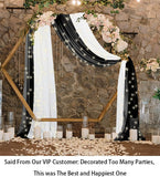 Wedding Arch Draping Fabric White Chiffon Wedding Arch Drapes 2 Panels 6 Yards Black Wedding Drapes for Backdrop Arch Decorations for Wedding Ceremony (White+Black )