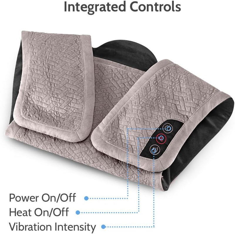 Homedics Comfort Pro Elite Heated Vibrating Massage Wrap Adjustable Intensity, Soft Fabric, Tension Relief Heat Therapy Heated Shoulder Massage, Relieves Neck, Upper Back & Shoulders (Long)