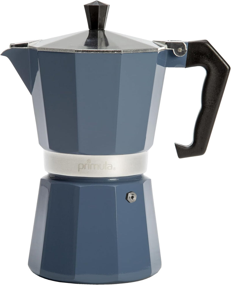 Primula Classic Stovetop Espresso and Coffee Maker, Moka Pot for Italian and Cuban Café Brewing, Greca Coffee Maker, Cafeteras, 3 Espresso Cups, Silver