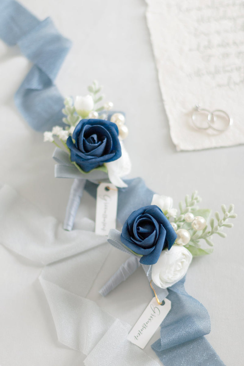 Navy Blue Boutonnieres