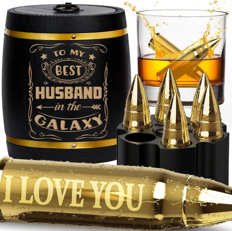 Gifts for Men Dad Husband Christmas, Whiskey Stones, Unique Anniversary Birthday Stocking Stuffers Gift Ideas for Him Boyfriend, Man Cave Stuff Cool Gadgets Retirement Bourbon Presents for Uncle