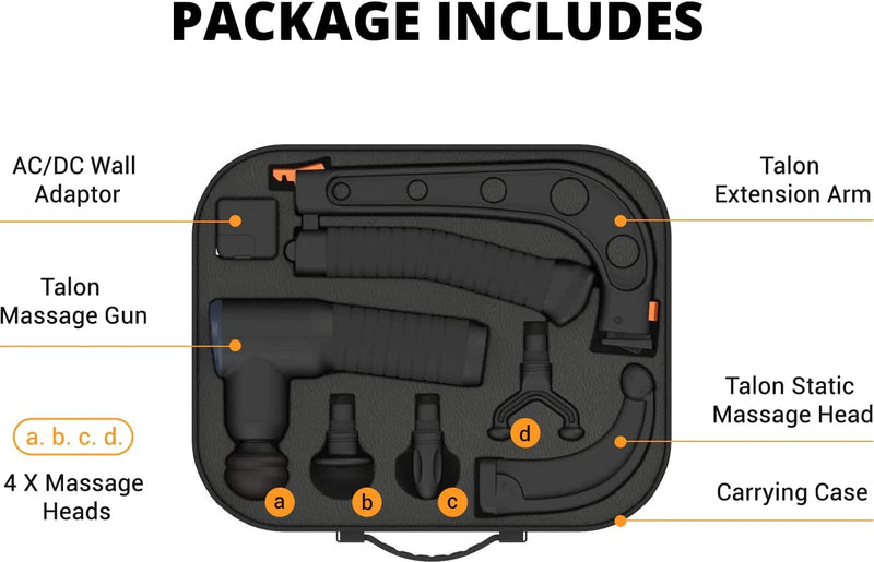 Brazyn - Talon Percussion Massage Gun + Massage Cane + Gun Holder System - Deep Tissue Muscle Massager with Arm Attachment for Whole Body Pain Relief, Upper and Lower Back, Neck & Shoulder Relaxer